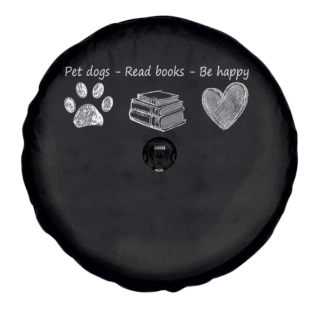 Funny Dog Book Lovers Spare Tire Cover Pet Dogs Read Books Be Happy