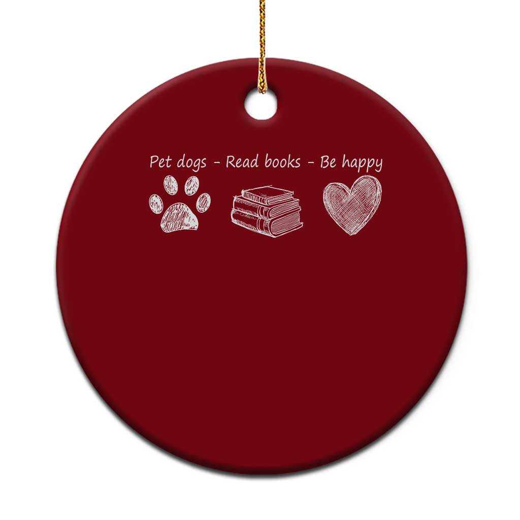 Funny Dog Book Lovers Ceramic Ornament Pet Dogs Read Books Be Happy