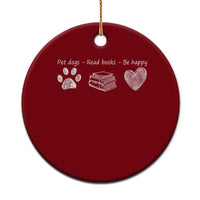 Funny Dog Book Lovers Ceramic Ornament Pet Dogs Read Books Be Happy