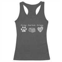 Funny Dog Book Lovers Racerback Tank Top Pet Dogs Read Books Be Happy