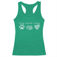 Funny Dog Book Lovers Racerback Tank Top Pet Dogs Read Books Be Happy