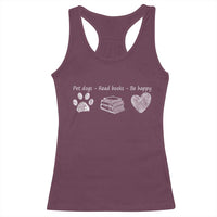 Funny Dog Book Lovers Racerback Tank Top Pet Dogs Read Books Be Happy