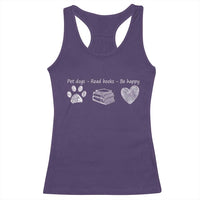 Funny Dog Book Lovers Racerback Tank Top Pet Dogs Read Books Be Happy