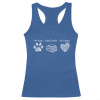 Funny Dog Book Lovers Racerback Tank Top Pet Dogs Read Books Be Happy