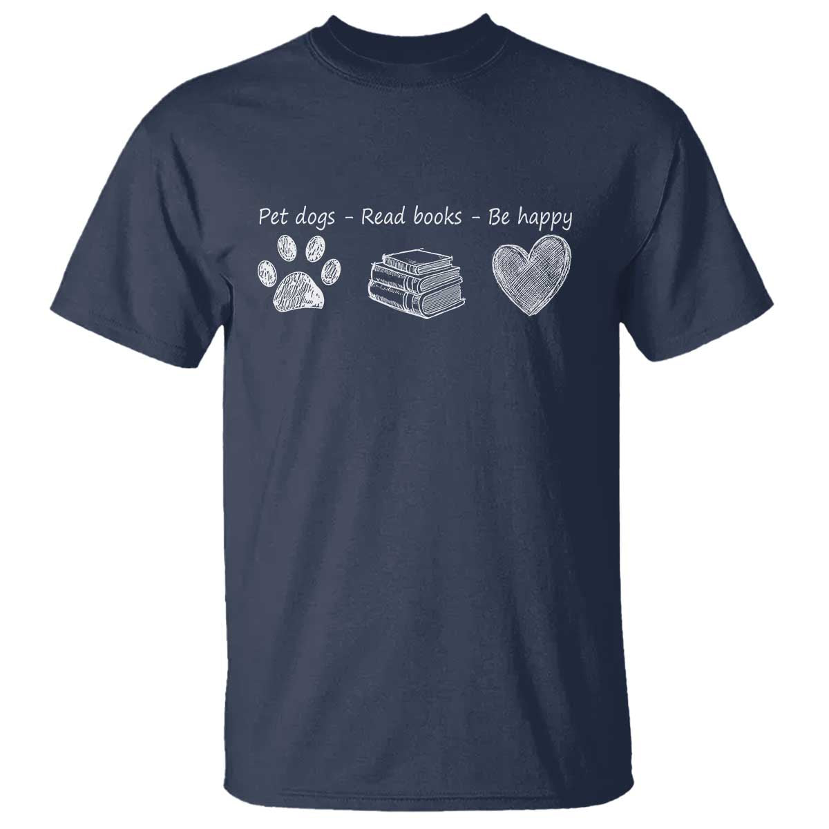 Funny Dog Book Lovers T Shirt Pet Dogs Read Books Be Happy