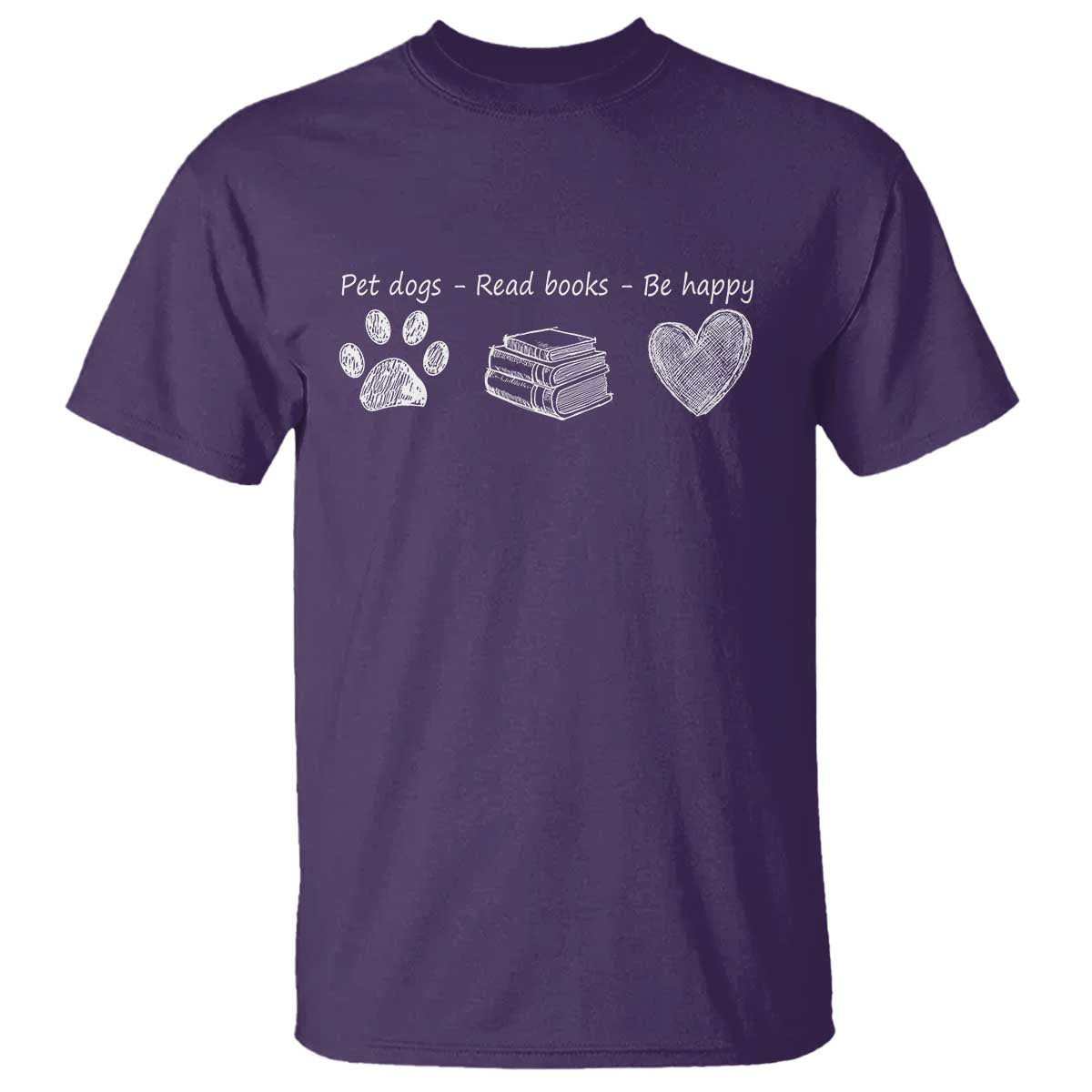 Funny Dog Book Lovers T Shirt Pet Dogs Read Books Be Happy