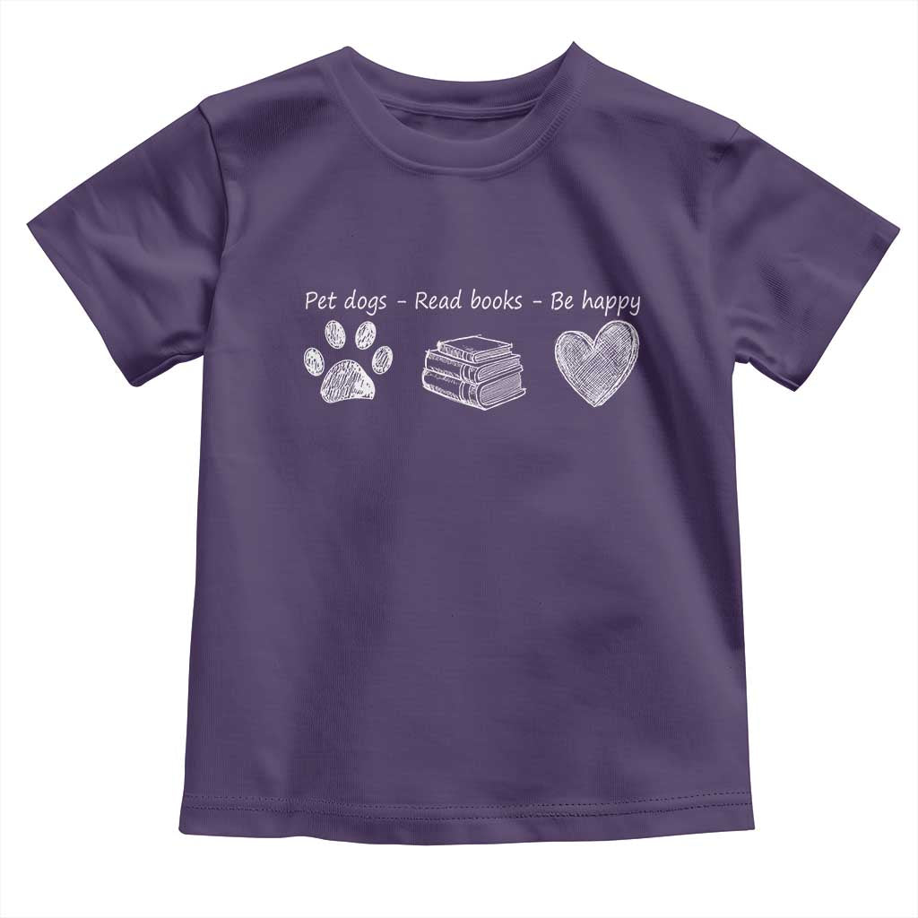 Funny Dog Book Lovers Toddler T Shirt Pet Dogs Read Books Be Happy