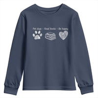 Funny Dog Book Lovers Youth Sweatshirt Pet Dogs Read Books Be Happy