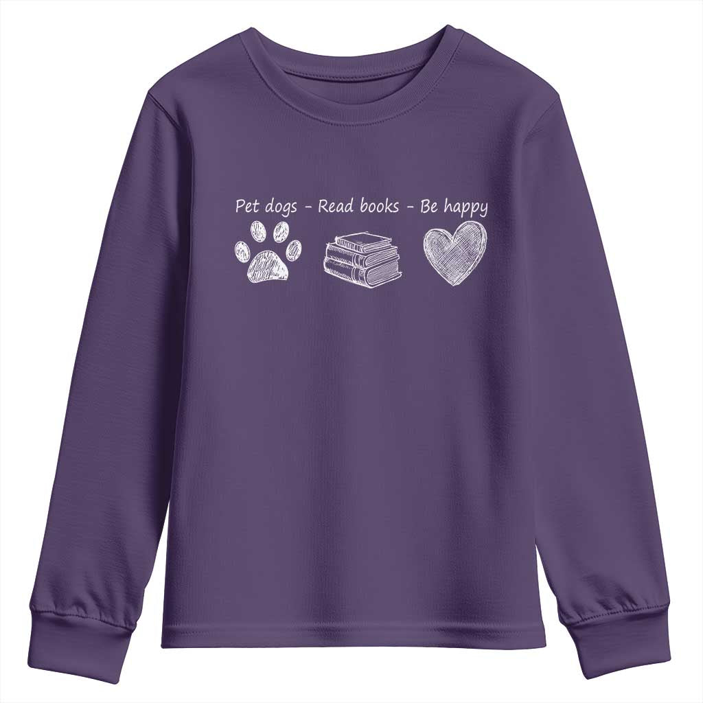 Funny Dog Book Lovers Youth Sweatshirt Pet Dogs Read Books Be Happy