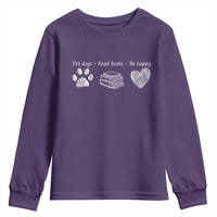 Funny Dog Book Lovers Youth Sweatshirt Pet Dogs Read Books Be Happy