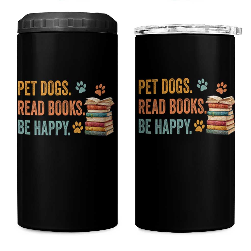 Retro Dog Book Lovers 4 in 1 Can Cooler Tumbler Bookish Dog Mom Gift
