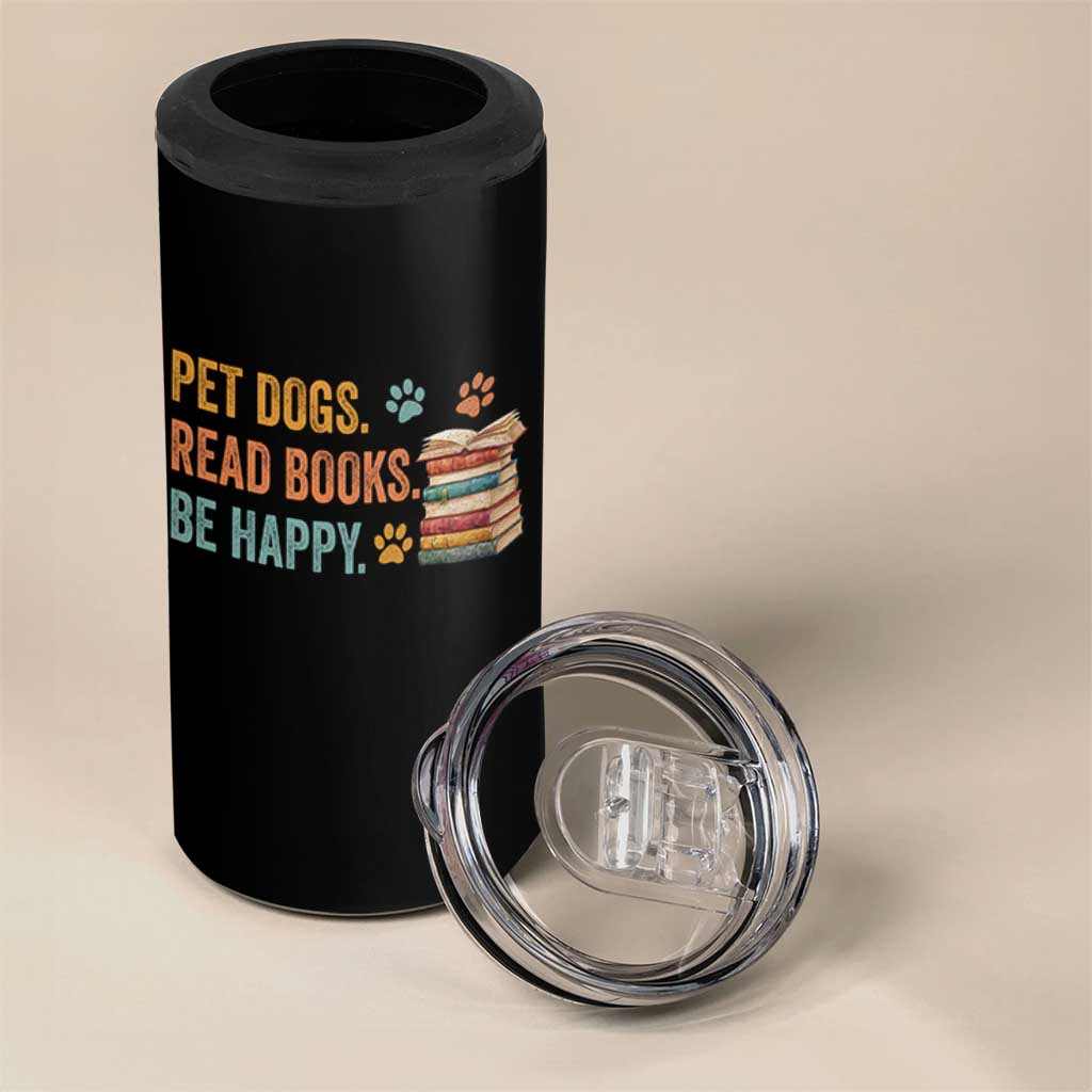 Retro Dog Book Lovers 4 in 1 Can Cooler Tumbler Bookish Dog Mom Gift