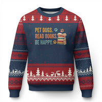 Retro Dog Book Lovers Ugly Christmas Sweater Bookish Dog Mom Gift