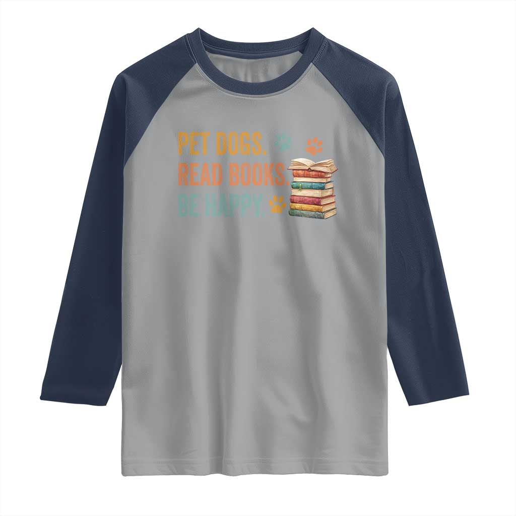 Retro Dog Book Lovers Raglan Shirt Bookish Dog Mom Gift