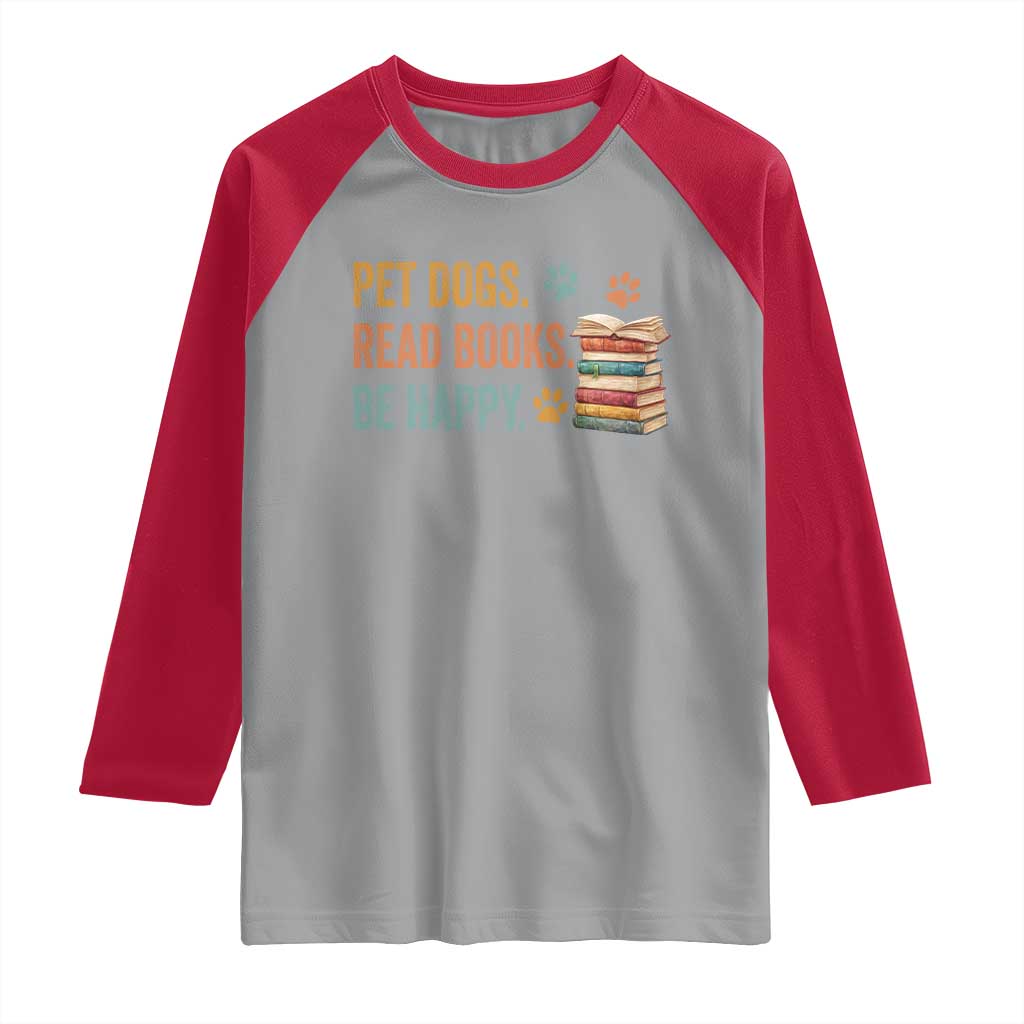Retro Dog Book Lovers Raglan Shirt Bookish Dog Mom Gift