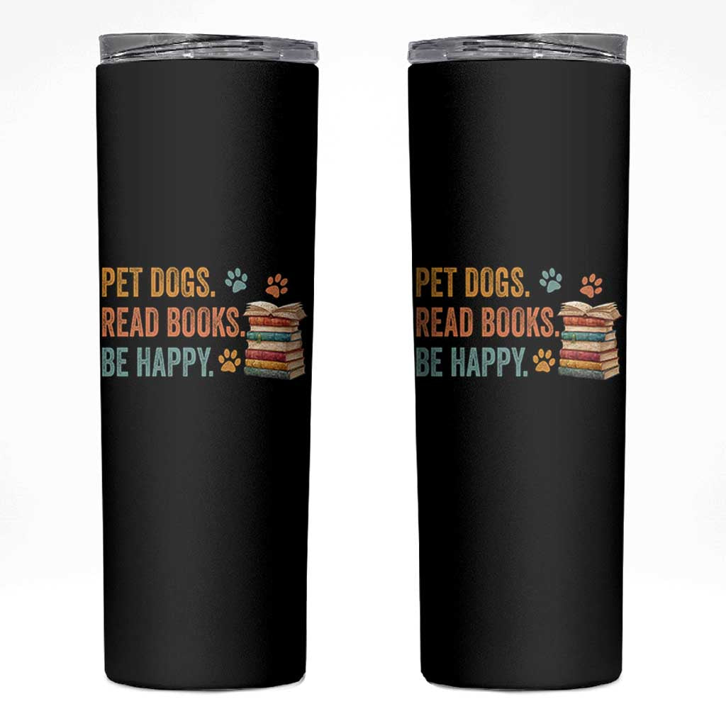 Retro Dog Book Lovers Skinny Tumbler Bookish Dog Mom Gift