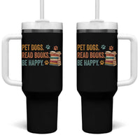 Retro Dog Book Lovers Tumbler With Handle Bookish Dog Mom Gift