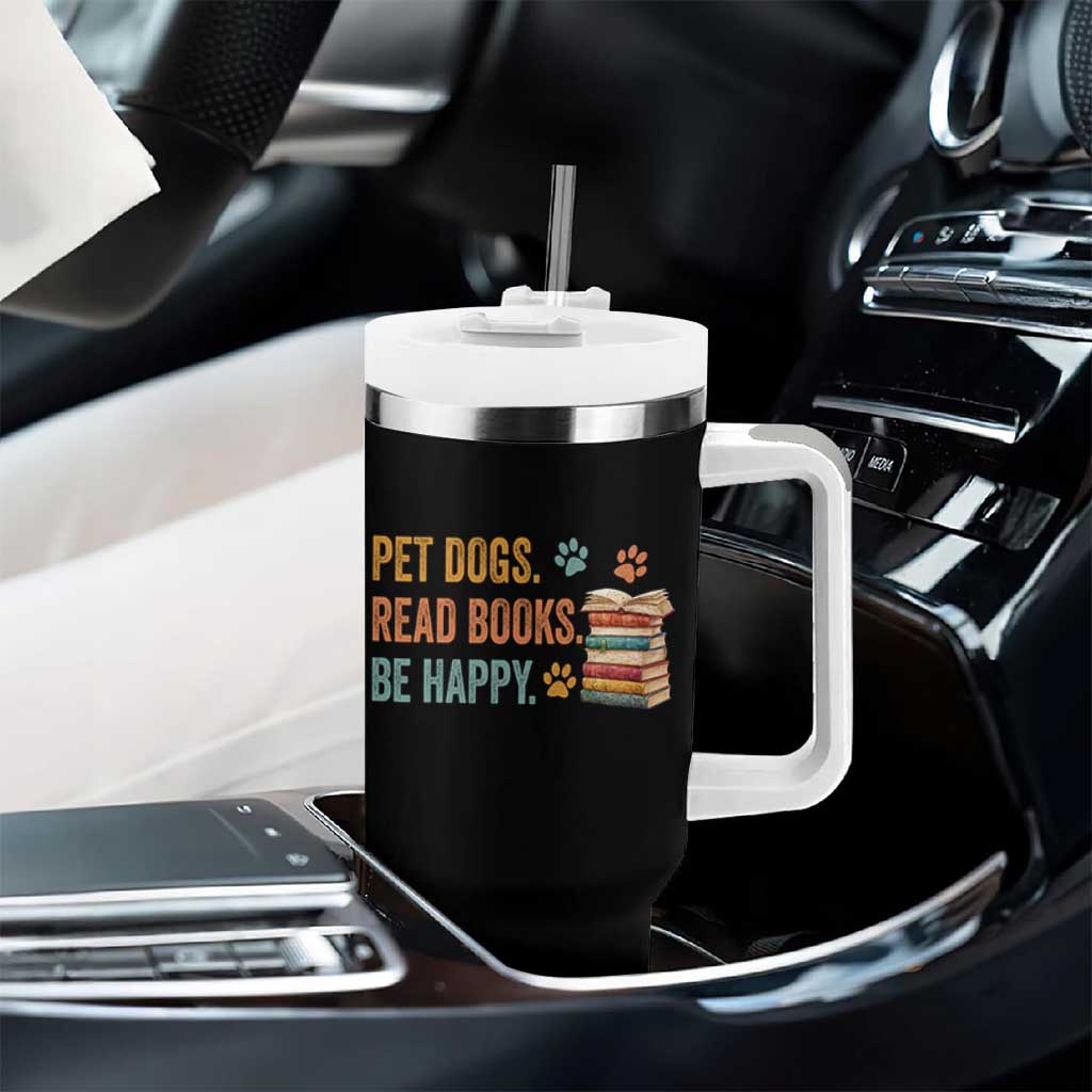 Retro Dog Book Lovers Tumbler With Handle Bookish Dog Mom Gift