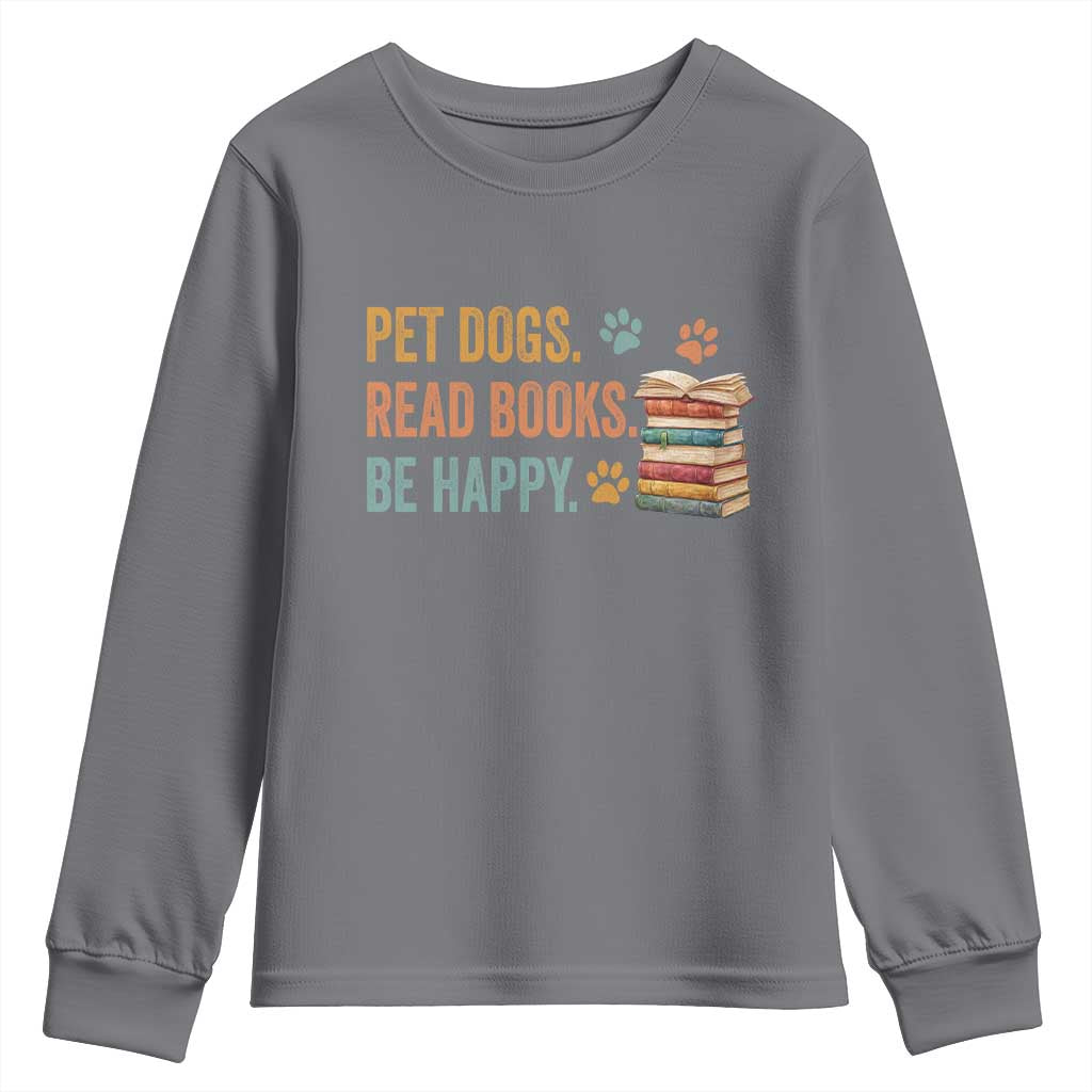 Retro Dog Book Lovers Youth Sweatshirt Bookish Dog Mom Gift