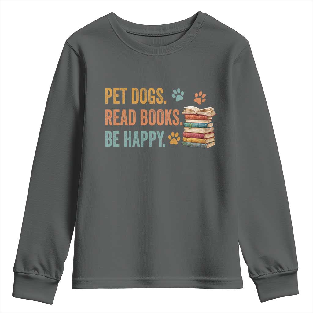 Retro Dog Book Lovers Youth Sweatshirt Bookish Dog Mom Gift