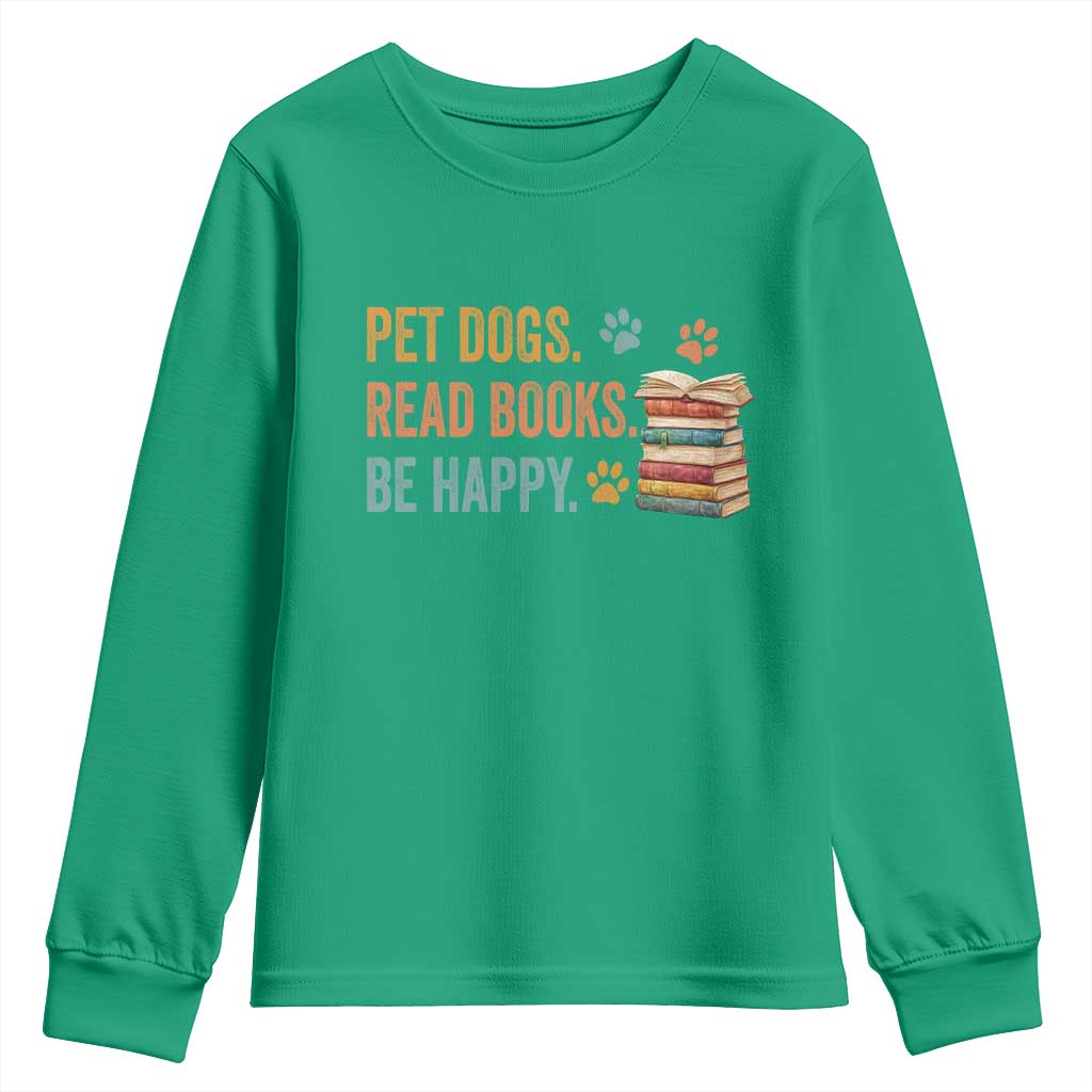 Retro Dog Book Lovers Youth Sweatshirt Bookish Dog Mom Gift