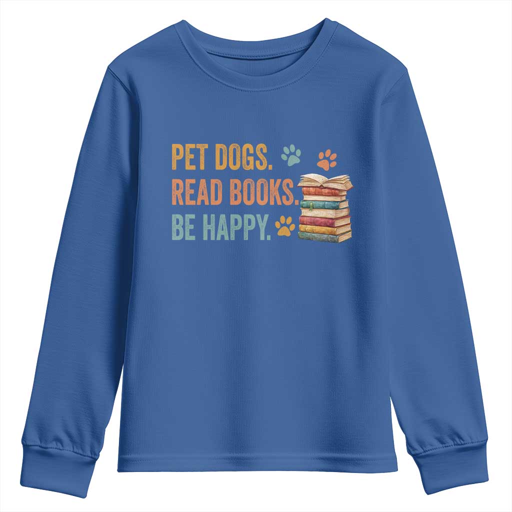 Retro Dog Book Lovers Youth Sweatshirt Bookish Dog Mom Gift