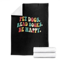 Dog Book Lover Throw Blanket Retro Groovy Flower Bookish Dog Mom Gift