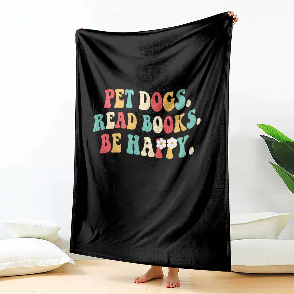 Dog Book Lover Throw Blanket Retro Groovy Flower Bookish Dog Mom Gift