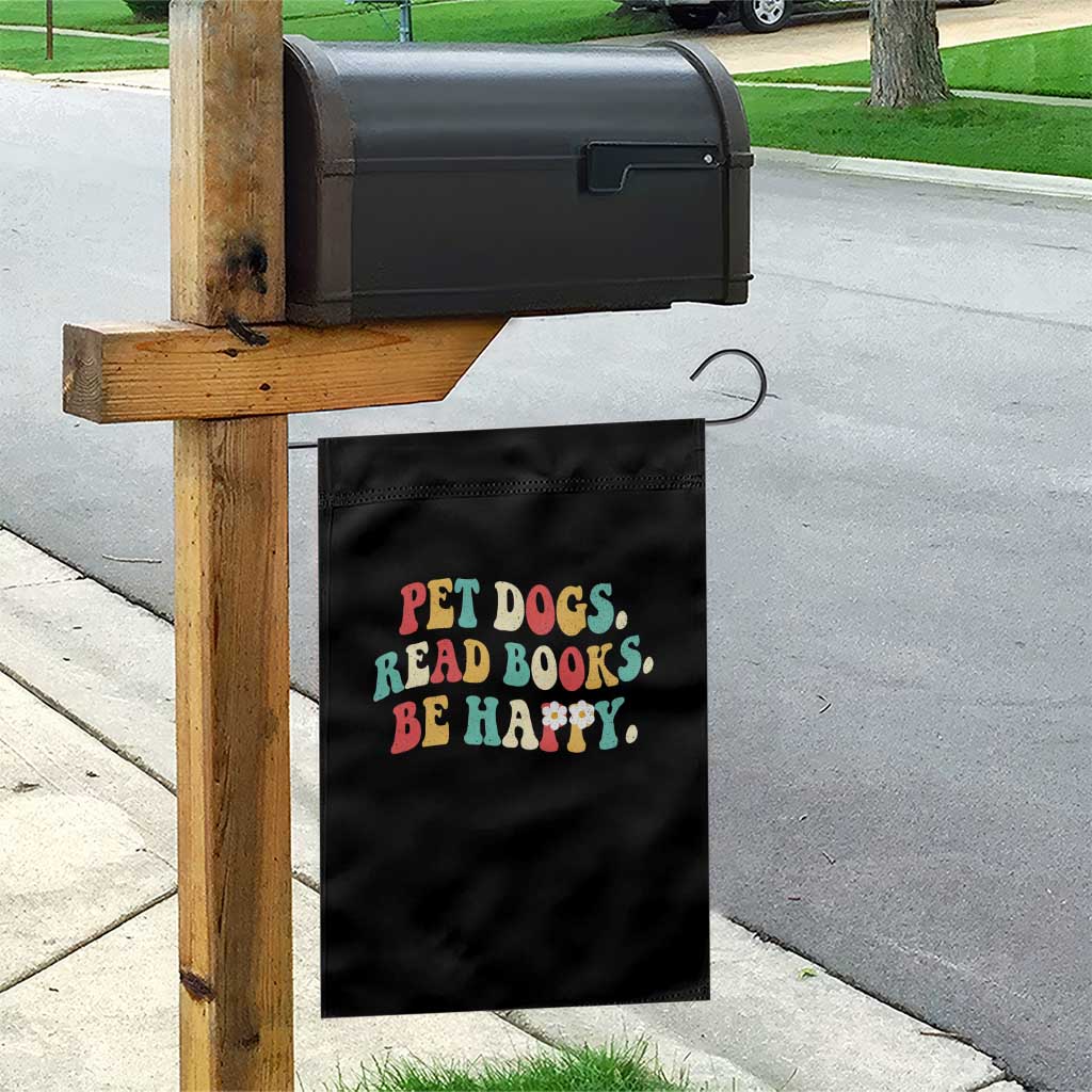 Dog Book Lover Garden Flag Retro Groovy Flower Bookish Dog Mom Gift