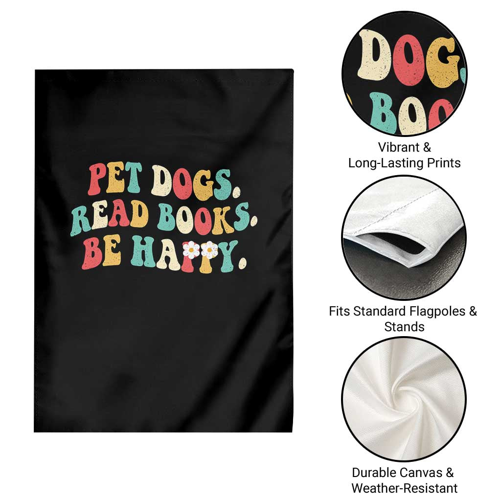 Dog Book Lover Garden Flag Retro Groovy Flower Bookish Dog Mom Gift