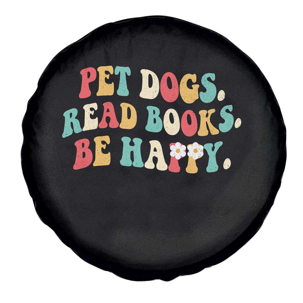 Dog Book Lover Spare Tire Cover Retro Groovy Flower Bookish Dog Mom Gift