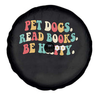 Dog Book Lover Spare Tire Cover Retro Groovy Flower Bookish Dog Mom Gift
