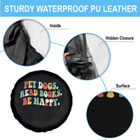 Dog Book Lover Spare Tire Cover Retro Groovy Flower Bookish Dog Mom Gift