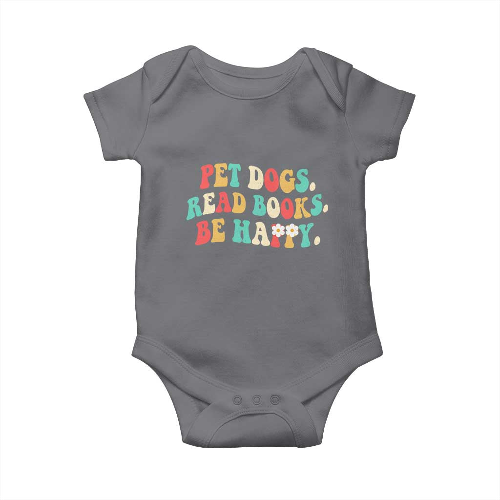 Dog Book Lover Baby Onesie Retro Groovy Flower Bookish Dog Mom Gift