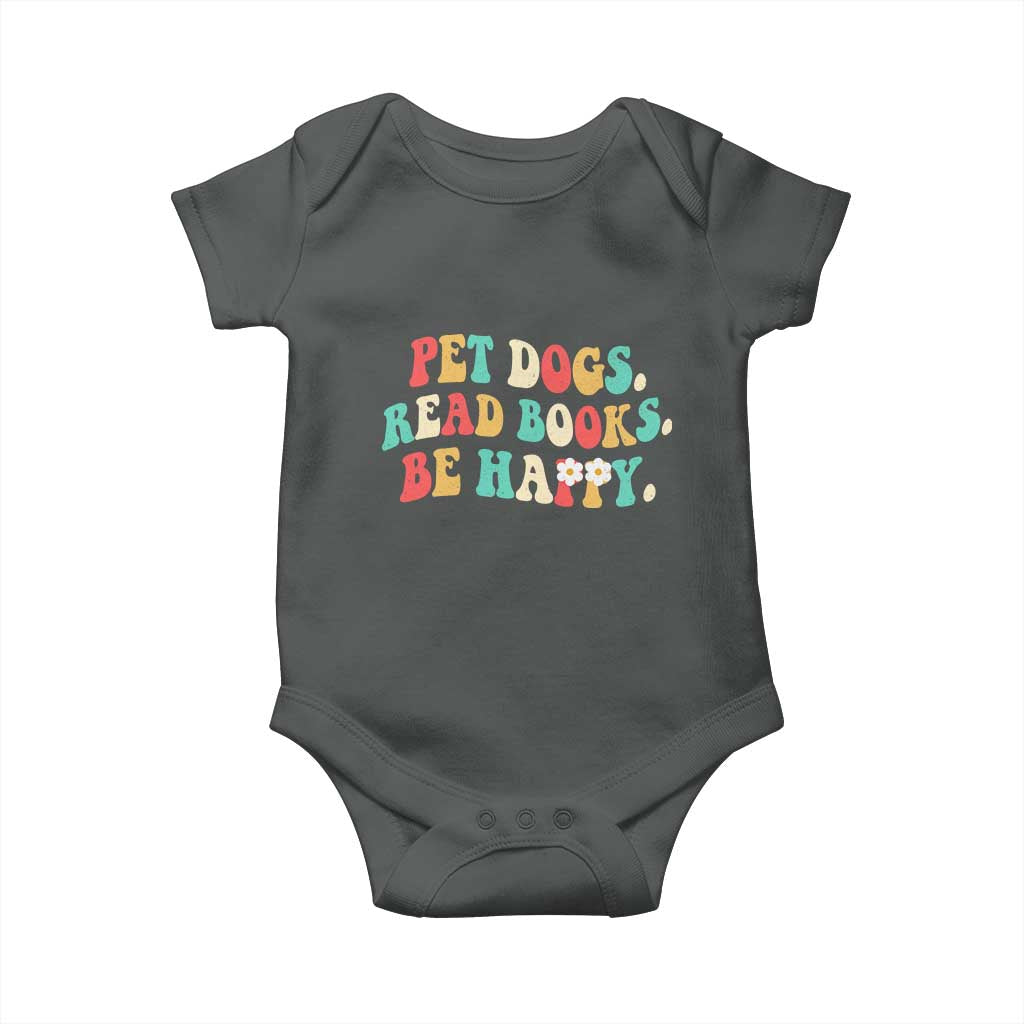 Dog Book Lover Baby Onesie Retro Groovy Flower Bookish Dog Mom Gift