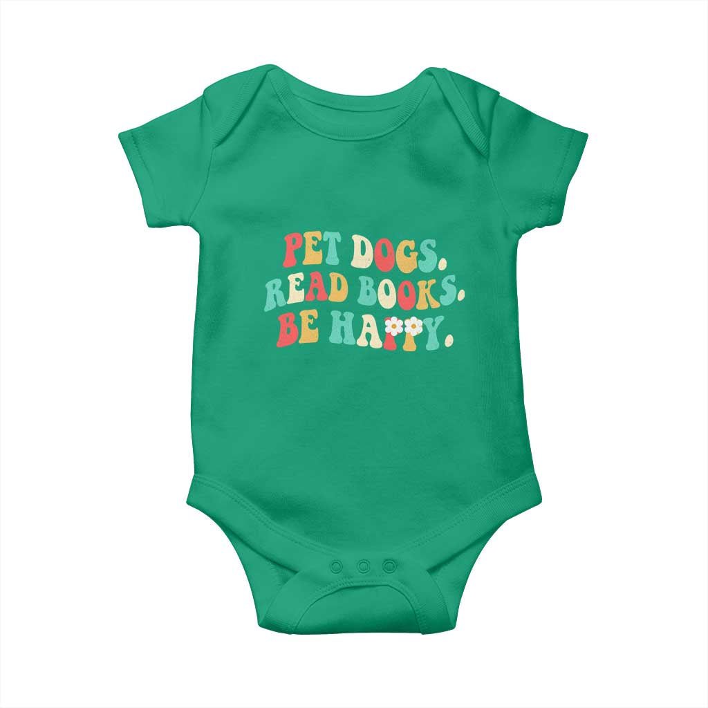Dog Book Lover Baby Onesie Retro Groovy Flower Bookish Dog Mom Gift