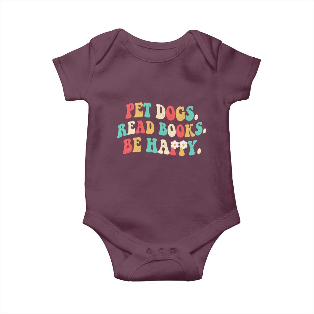 Dog Book Lover Baby Onesie Retro Groovy Flower Bookish Dog Mom Gift