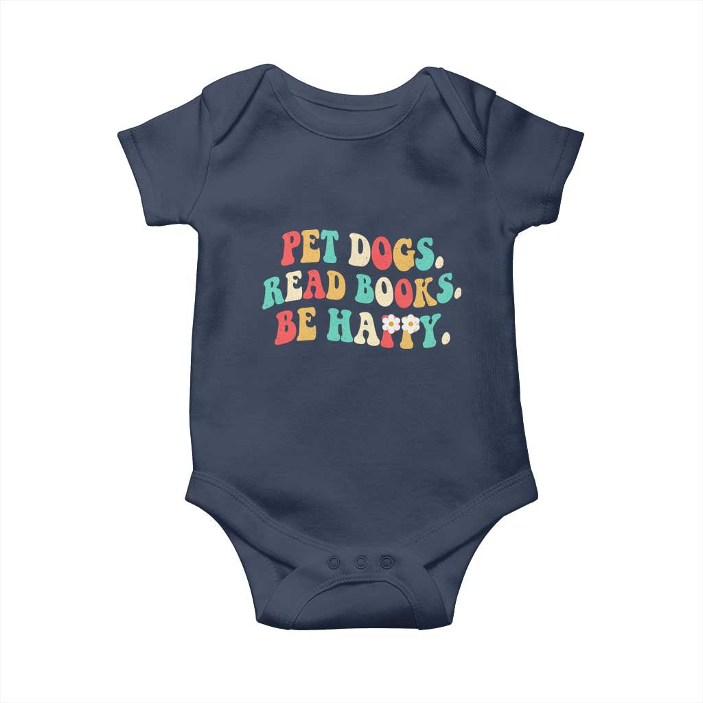 Dog Book Lover Baby Onesie Retro Groovy Flower Bookish Dog Mom Gift