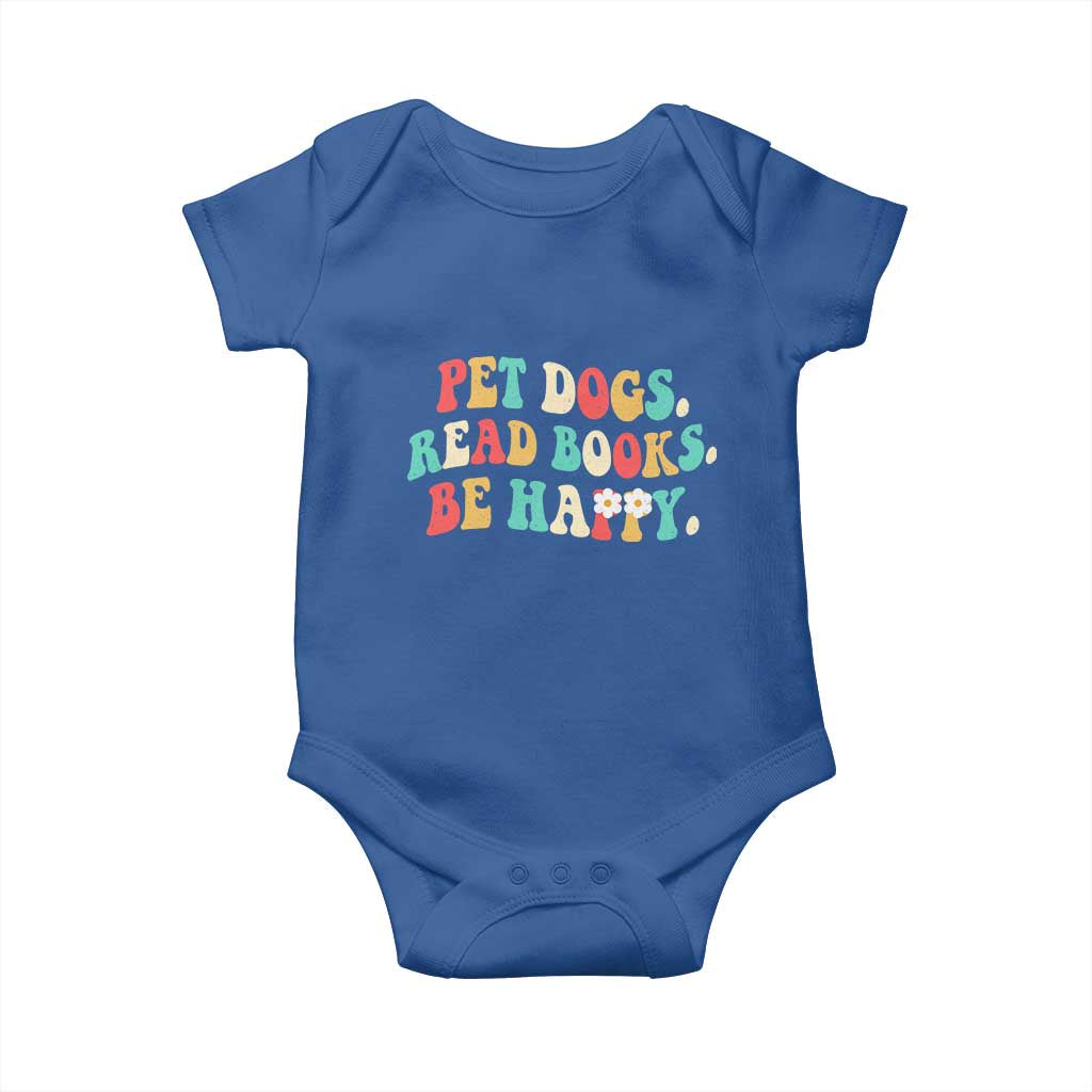 Dog Book Lover Baby Onesie Retro Groovy Flower Bookish Dog Mom Gift