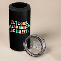 Dog Book Lover 4 in 1 Can Cooler Tumbler Retro Groovy Flower Bookish Dog Mom Gift