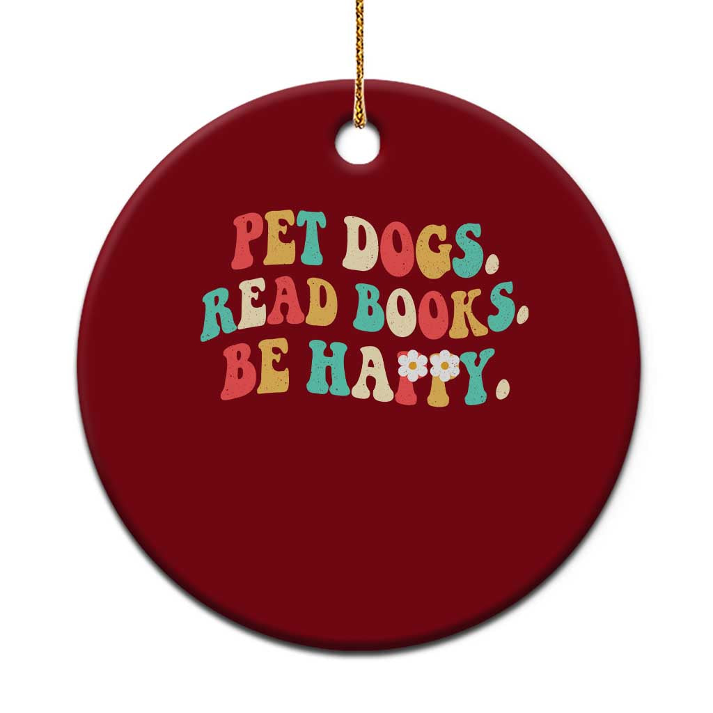 Dog Book Lover Ceramic Ornament Retro Groovy Flower Bookish Dog Mom Gift