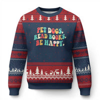 Dog Book Lover Ugly Christmas Sweater Retro Groovy Flower Bookish Dog Mom Gift