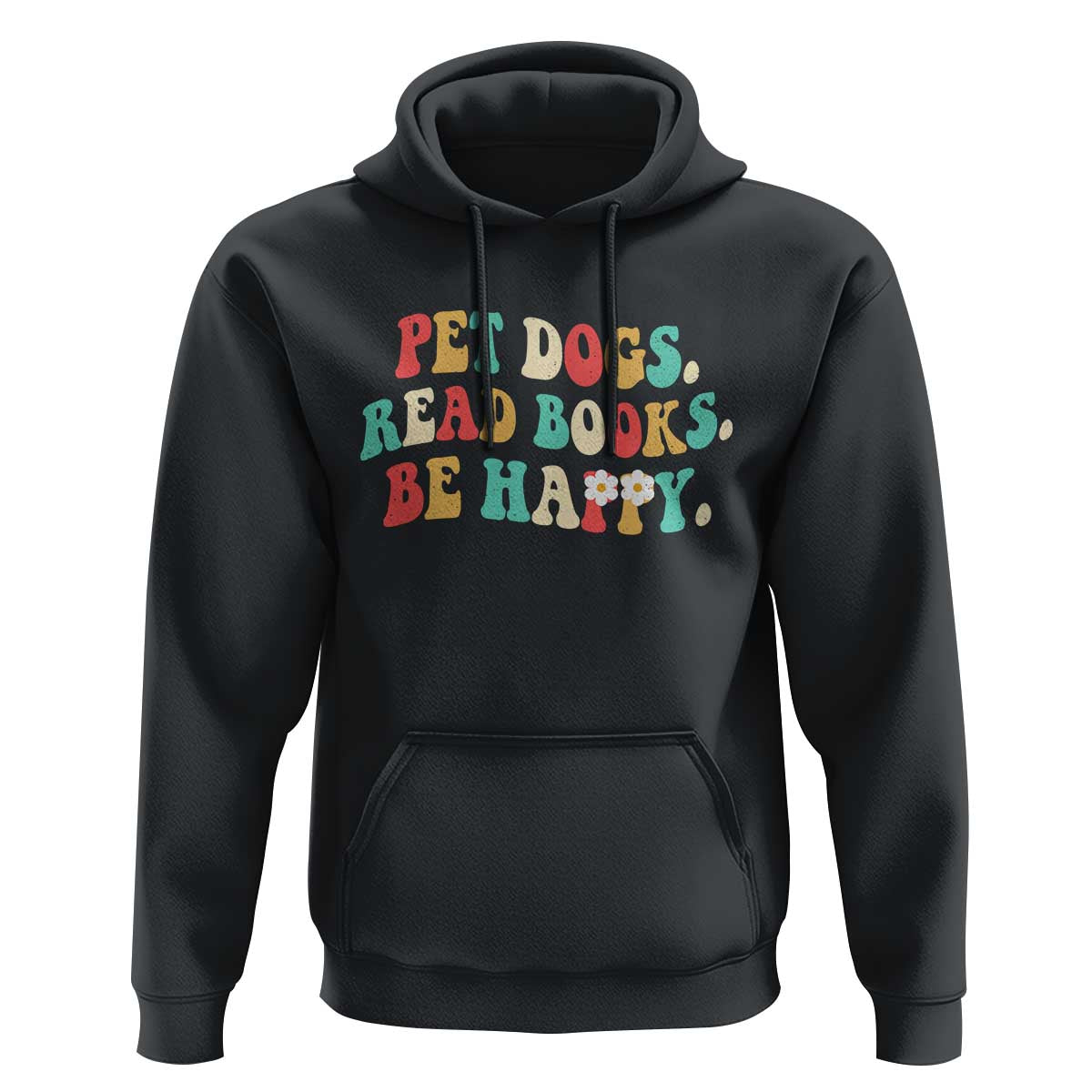 Dog Book Lover Hoodie Retro Groovy Flower Bookish Dog Mom Gift