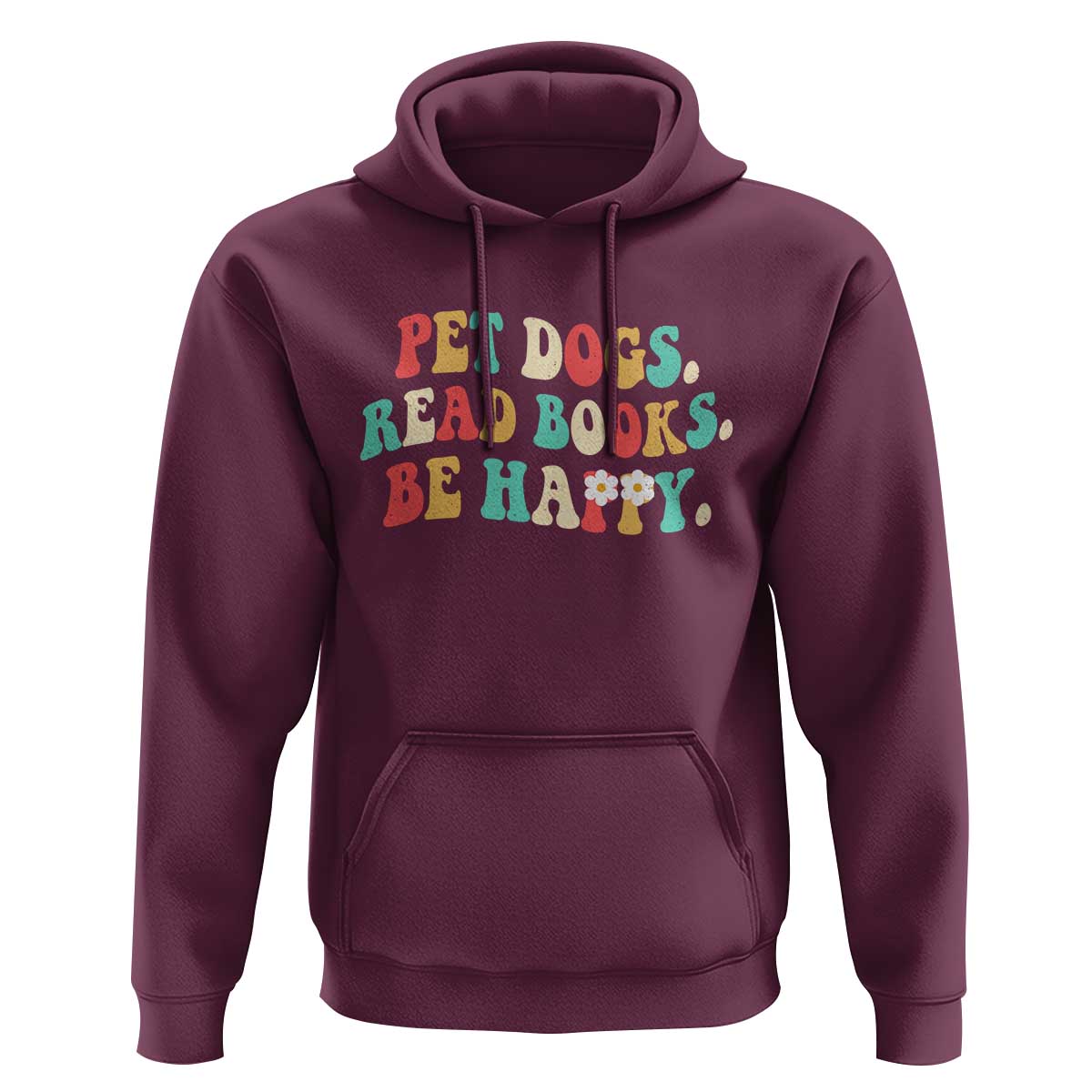 Dog Book Lover Hoodie Retro Groovy Flower Bookish Dog Mom Gift