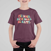 Dog Book Lover T Shirt For Kid Retro Groovy Flower Bookish Dog Mom Gift