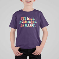 Dog Book Lover T Shirt For Kid Retro Groovy Flower Bookish Dog Mom Gift