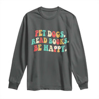 Dog Book Lover Long Sleeve Shirt Retro Groovy Flower Bookish Dog Mom Gift