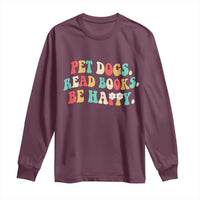 Dog Book Lover Long Sleeve Shirt Retro Groovy Flower Bookish Dog Mom Gift