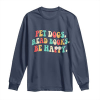Dog Book Lover Long Sleeve Shirt Retro Groovy Flower Bookish Dog Mom Gift