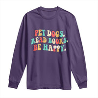 Dog Book Lover Long Sleeve Shirt Retro Groovy Flower Bookish Dog Mom Gift